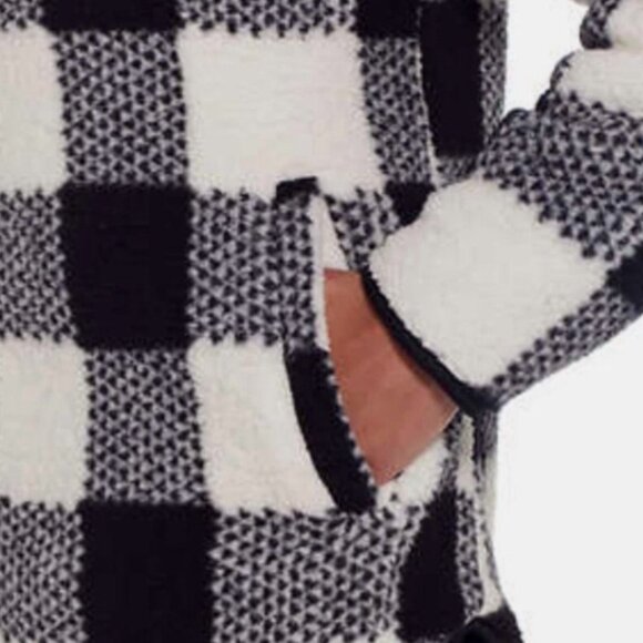 NWT Weatherproof Reversible Sherpa Zip Hoodie Black/White Buffalo Plaid Size S - Picture 13 of 16